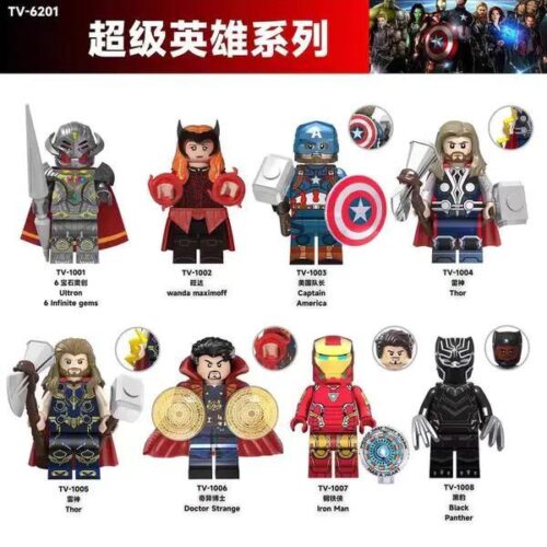 Bộ 8 Siêu Anh Hùng Marvel TV-6201 - Đồ chơi lắp ráp cho bé trai 6 tuổi