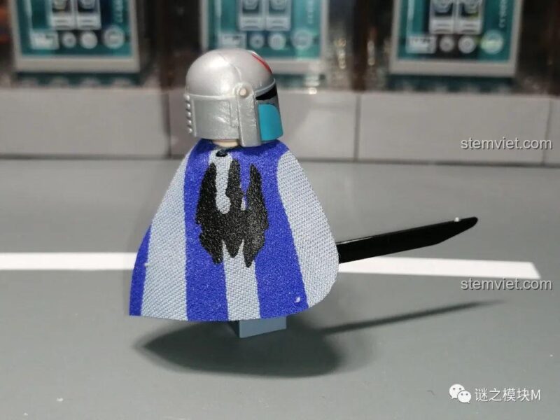 Minifigure Vizsla từ bộ lắp ghép XINH X0307, chiến binh Mandalorian với kiếm đen, đồ chơi mô hình Star Wars.