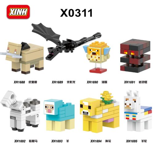 Bộ 8 Minifigures Minecraft XINH X0311, đồ chơi lắp ghép nhân vật Minecraft, phù hợp bé trai 8 tuổi, giá tốt