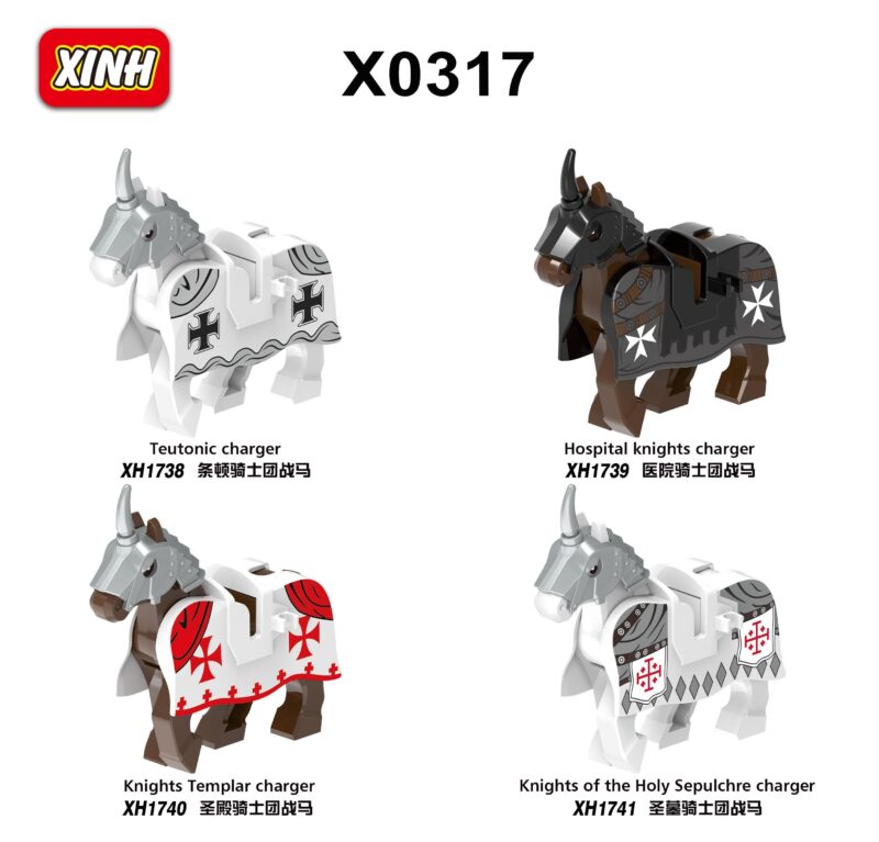 Bộ lắp ghép XINH X0317 Chiến mã Thập Tự Quân, đồ chơi mô hình ngựa chiến Hiệp sĩ, mô hình ngựa trung cổ 4 kiểu, đồ chơi lắp ráp cho bé trai 6 tuổi, giá tốt.