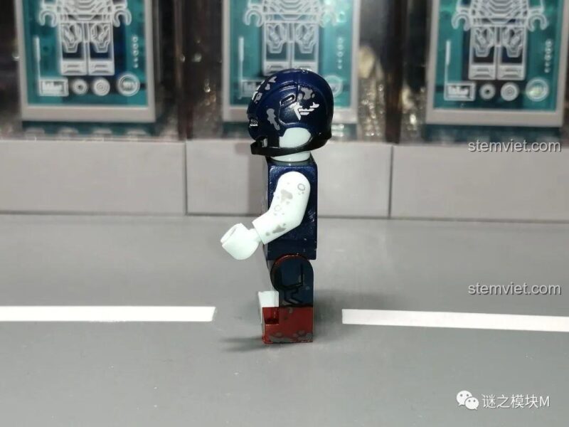 Minifigure Marvel Zombie XINH X0325, đồ chơi mô hình Captain America zombie mặt bên