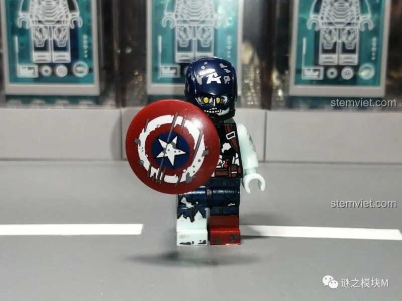 Minifigure Captain America Zombie từ bộ đồ chơi XINH X0325, thiết kế độc đáo, chất lượng cao, phù hợp bé trai 8 tuổi.