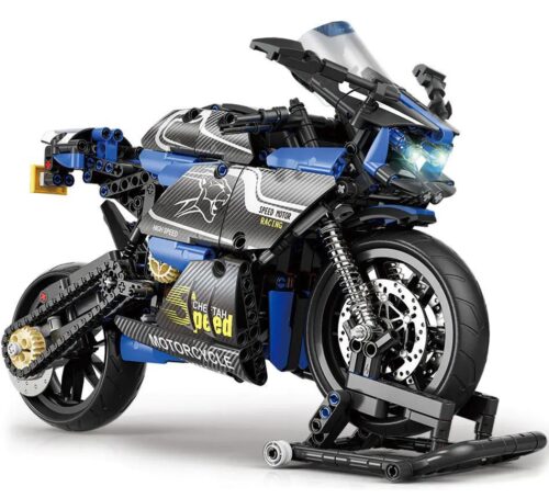 Bộ lắp ghép Mô hình Xe Mô tô Đua Ducati XJ-BLOCK XJ-382B có đèn LED, hệ thống giảm xóc, truyền động xích, 894 chi tiết, dành cho con trai 6 tuổi, giá tốt.
