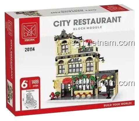 Bộ lắp ghép Nhà hàng Tây Thành phố XMORK 20114, mô hình kiến trúc tinh xảo cho bé 6 tuổi, giá tốt.