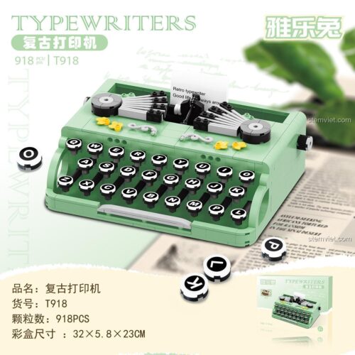 Mô hình máy đánh chữ retro Yaletu T918 chi tiết, đồ chơi xây dựng cho bé trai và bé gái 6 tuổi