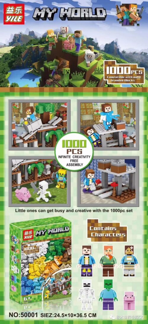 Bộ đồ chơi Thế giới Minecraft YILE 50001 1000 mảnh ghép, phù hợp bé trai, bé gái 6 tuổi, giá tốt