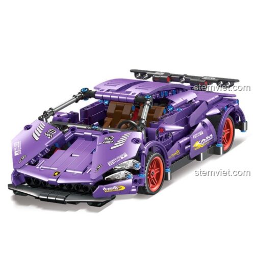 Đồ chơi mô hình YIMU YM-101 Siêu xe Lamborghini FKP màu tím nổi bật. Mô hình xe đua 465 mảnh ghép với thiết kế đỉnh cao, động cơ kéo lùi mạnh mẽ, dành cho bé trai 6 tuổi.
