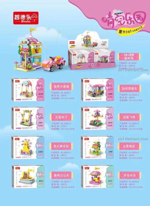 đồ chơi lắp ráp Khu Vui Chơi 8 Kiểu ZDEL DL-20101, hiển thị 8 mô hình nhỏ và mô hình kết hợp, cho bé gái 6 tuổi, giá rẻ