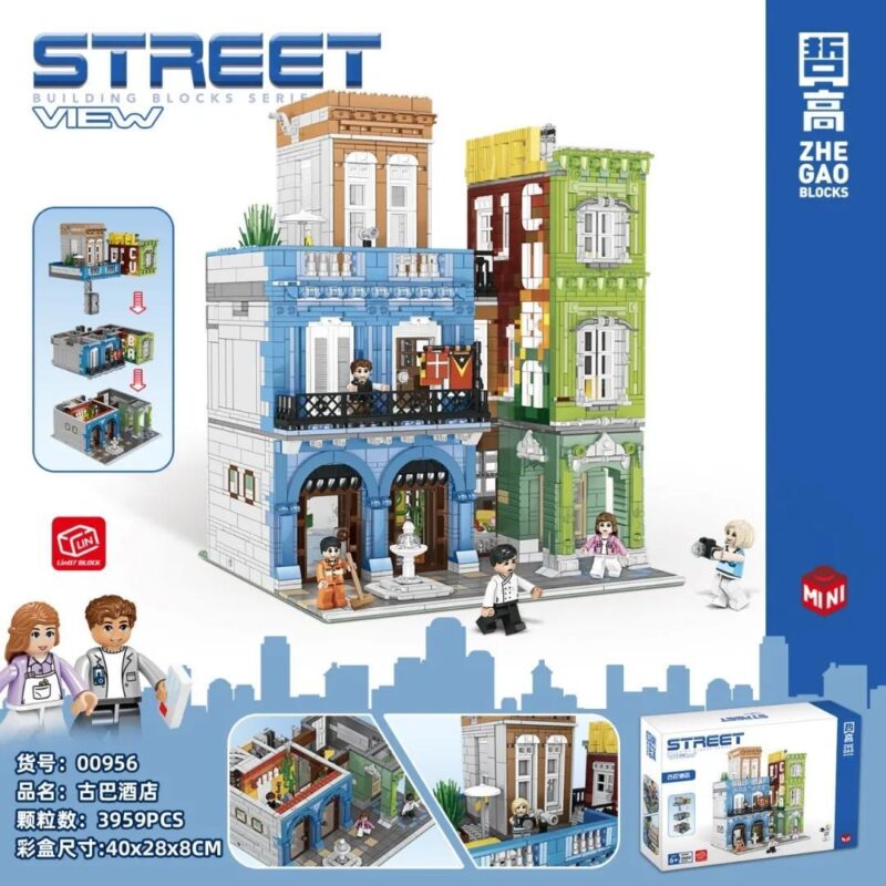 Hộp bộ lắp ghép Khách sạn Cuba Zhe Gao 00956 với 3959 mảnh ghép, đồ chơi lắp ráp cho bé trai và bé gái 6 tuổi, giá tốt.