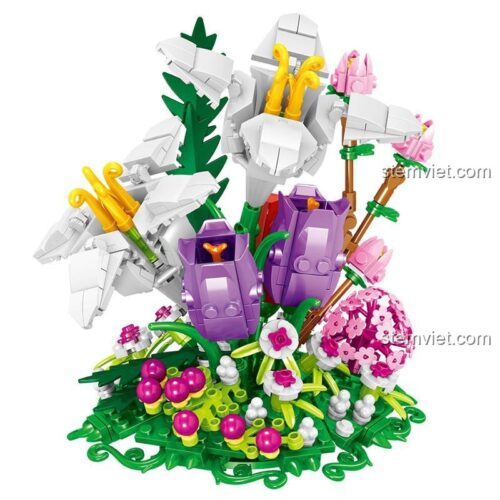 Đồ chơi lắp ráp Hoa Bách Hợp Bất Tử Zhe Gao 00976, chi tiết tinh xảo, chất lượng cao, phù hợp bé gái 6 tuổi.