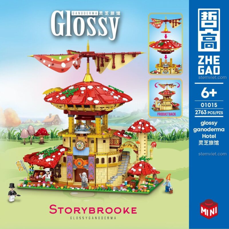 Góc nhìn khác của Khách sạn Linh Chi Zhe Gao 01015, với các minifigure đáng yêu, bộ lắp ghép này là lựa chọn tiết kiệm cho bé gái 6 tuổi.