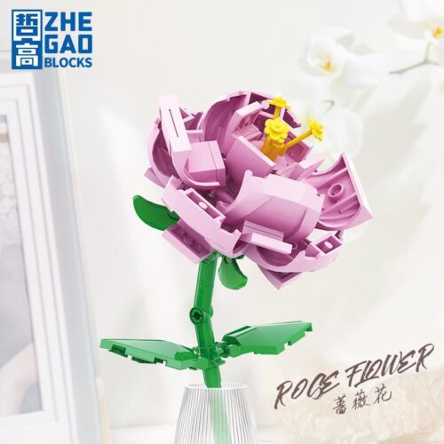 Bộ lắp ghép Hoa Tường Vi Zhe Gao DS1008 màu hồng xanh lá vàng, đồ chơi mô hình Hoa Tường Vi cho bé gái 6 tuổi, giá tốt, giúp rèn luyện khéo léo ngón tay.