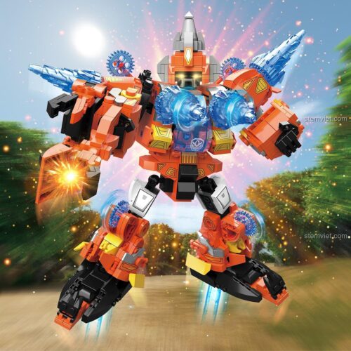 Robot Thần Lực Thiết Giáp Zhe Gao KB2002 đang bay, bộ đồ chơi Robot Hello Carbot KB2002 980 chi tiết, phù hợp bé trai 6 tuổi, chất lượng cao