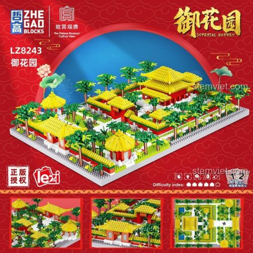 Mô hình Ngự Hoa Viên LZ 8243 hoàn thiện, bộ xếp hình kiến trúc Cố Cung Bắc Kinh tinh xảo, quà tặng sáng tạo cho bé trai.