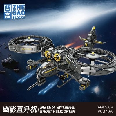 Đồ chơi mô hình Trực thăng Bóng Ma Zhe Gao QJ5001, bộ lắp ghép 1093 chi tiết cho bé trai 6 tuổi, thiết kế tương lai, giá tốt.