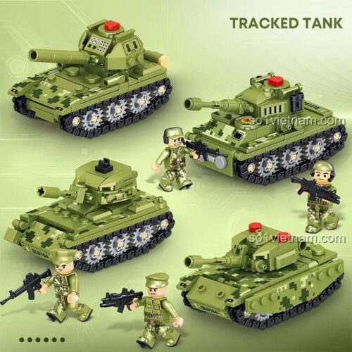 đồ chơi lắp ráp Zhe Gao QL0164, 4 mẫu xe tăng nhỏ độc đáo, phát triển tư duy cho bé trai