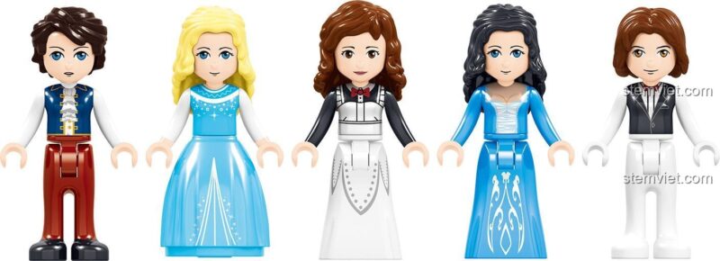 Bộ 5 minifigure của bộ lắp ghép Lâu đài Băng giá Windsor Zhe Gao QL1142, đồ chơi lắp ghép lâu đài tuyết cho bé gái 6 tuổi.