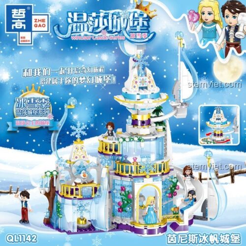 Hộp bộ lắp ghép Lâu đài Băng giá Windsor Zhe Gao QL1142, đồ chơi xếp hình lâu đài tuyết 617 mảnh cho bé gái 6 tuổi, giá tiết kiệm.