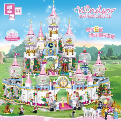 Bộ lắp ghép Lâu Đài Windsor QL1180 của Zhe Gao, lâu đài cổ tích màu hồng trắng xanh dương vàng với 3032 mảnh ghép, phù hợp cho bé gái 6 tuổi, giá tốt.