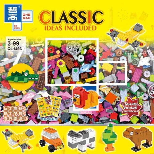 Khối xây dựng cơ bản Zhe Gao, đồ chơi lắp ráp QL 1493, bộ gạch xếp hình tự do, kích thích sáng tạo cho trẻ em.