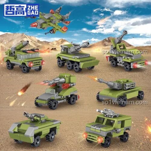 đồ chơi lắp ráp Zhe Gao QL2135, hộp sản phẩm phụ, bộ xếp hình quân sự cho bé trai