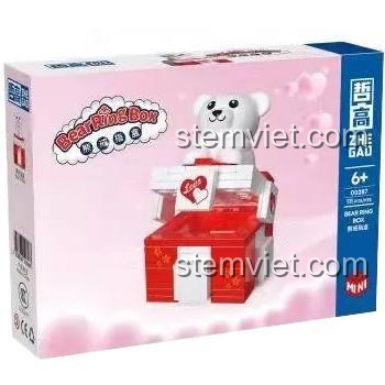 ZHEGAO 00287 Bộ đồ chơi Hộp nhẫn hình gấu, Hộp nhẫn tình yêu, Hộp nhẫn gấu trắng, Hộp nhẫn Valentine, 111 mảnh, 3.6迷你颗粒, Con gái, 6+, Món quà tình yêu