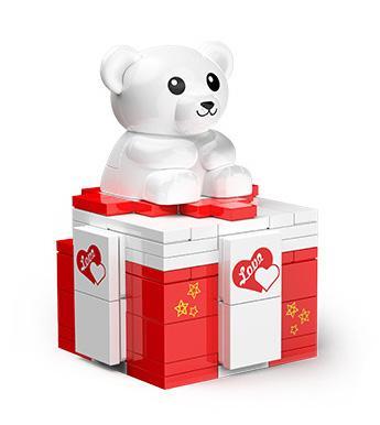 ZHEGAO 00287 Bộ đồ chơi Hộp nhẫn hình gấu, Hộp nhẫn tình yêu, Hộp nhẫn gấu trắng, Hộp nhẫn Valentine, 111 mảnh, 3.6迷你颗粒, Con gái, 6+, Món quà tình yêu