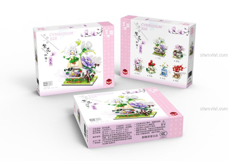 Hộp đồ chơi lắp ráp ZHEGAO 00300, mô tả cảnh quan hoa lan hồ điệp, phù hợp cho thanh niên, đáng tiền.