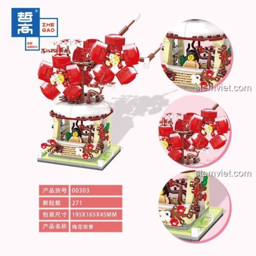 ZHEGAO 00303 bộ lắp ghép Phố Hoa Mai 271 mảnh ghép, đồ chơi mô hình Cảnh quan Hoa Mai cho bé 14 tuổi, giá tốt