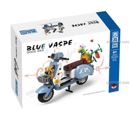 Hộp đồ chơi mô hình Zhegao 00325 Xe Tay Ga Cổ Điển, 561 mảnh ghép, màu xanh pastel, quà tặng sáng tạo cho bé gái 6 tuổi.