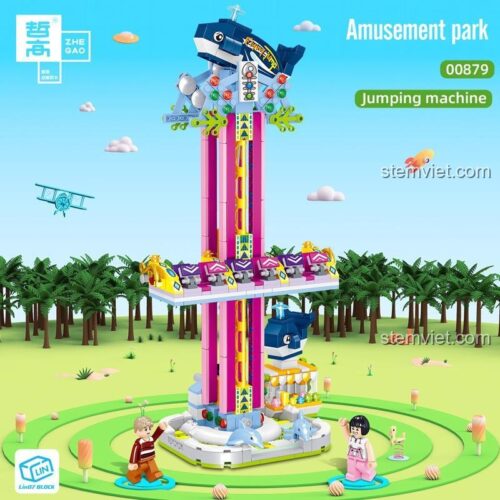 Hộp đồ chơi lắp ghép ZHEGAO 00879 Tháp rơi tự do, mô hình khu vui chơi giải trí cho trẻ 6 tuổi.