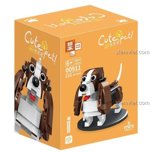 ZHEGAO 00911 Bộ đồ chơi Chó Charles 210 Mảnh - Hộp sản phẩm Chó Charles