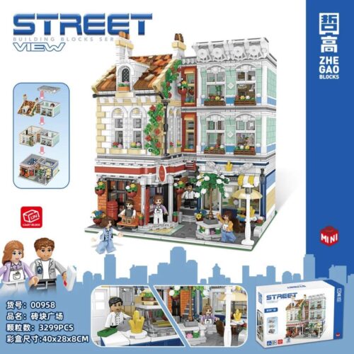 Bộ lắp ghép Bưu điện Quảng trường Gạch Zhegao 00958 với hơn 3000 chi tiết, mô hình kiến trúc tinh xảo cho bé trai và bé gái 8 tuổi, giá tốt.