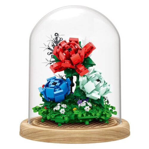 Zhegao 00974 Hoa Hồng Vĩnh Cửu Trong Lồng Kính, bộ đồ chơi Hoa Vĩnh Cửu, đồ chơi mô hình Hoa Hồng Trong Lồng Kính, quà tặng ý nghĩa cho bé gái 6 tuổi