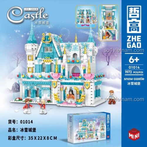 đồ chơi lắp ráp Lâu đài Tuyết ZHEGAO 01014, 1972 chi tiết, kích thước mô hình 23x15.5x21cm, giá rẻ