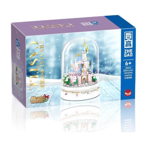 Bộ lắp ghép Lâu đài Pha Lê ZHEGAO 01043, đồ chơi mô hình lâu đài pha lê có nhạc và đèn LED, hiệu ứng tuyết rơi, quà tặng giá tốt cho bé gái 6 tuổi.