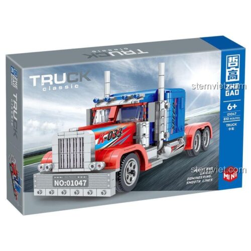 Hộp bộ lắp ráp ZHEGAO 01047 Xe Tải Optimus Prime, hiển thị 810 mảnh ghép, phù hợp bé trai 6 tuổi.