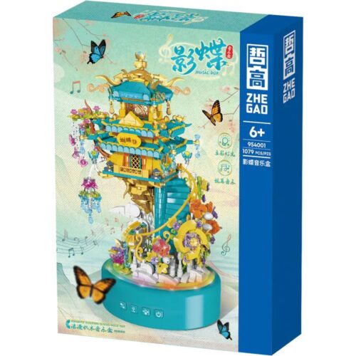 Hộp nhạc Bướm Ảnh ZHEGAO 954001 bộ đồ chơi lắp ghép có đèn LED và âm thanh, món quà giá tốt cho bé gái 6 tuổi