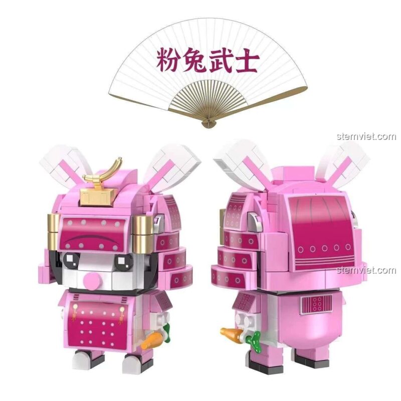 Mô hình Thỏ Hồng Samurai, đồ chơi lắp ráp Zhegao CW2001A, bộ sưu tập đáng yêu cho bé gái 6 tuổi.