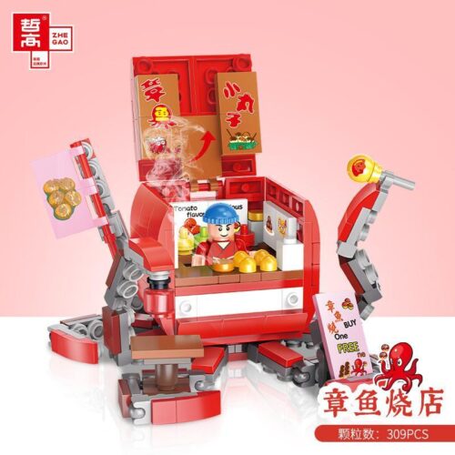 Bộ đồ chơi Zhegao CW6002 Cửa hàng Takoyaki Phố Ẩm Thực, mô hình chi tiết sống động, phù hợp bé trai bé gái 6 tuổi, giá tốt.