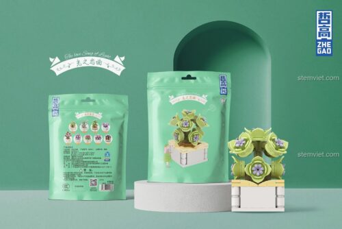 Hộp bộ xếp hình cây mọng nước Zhegao DS1013, đồ chơi mô hình cây cảnh mini, quà tặng cho bé gái.