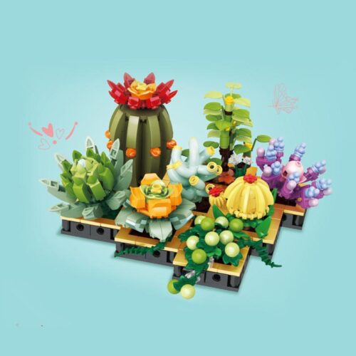Bộ lắp ghép cây cảnh xương rồng sen đá Zhe Gao DZ6012 sắc xanh tươi mát, đồ chơi lắp ghép phát triển tư duy cho bé gái 6 tuổi, giá tốt