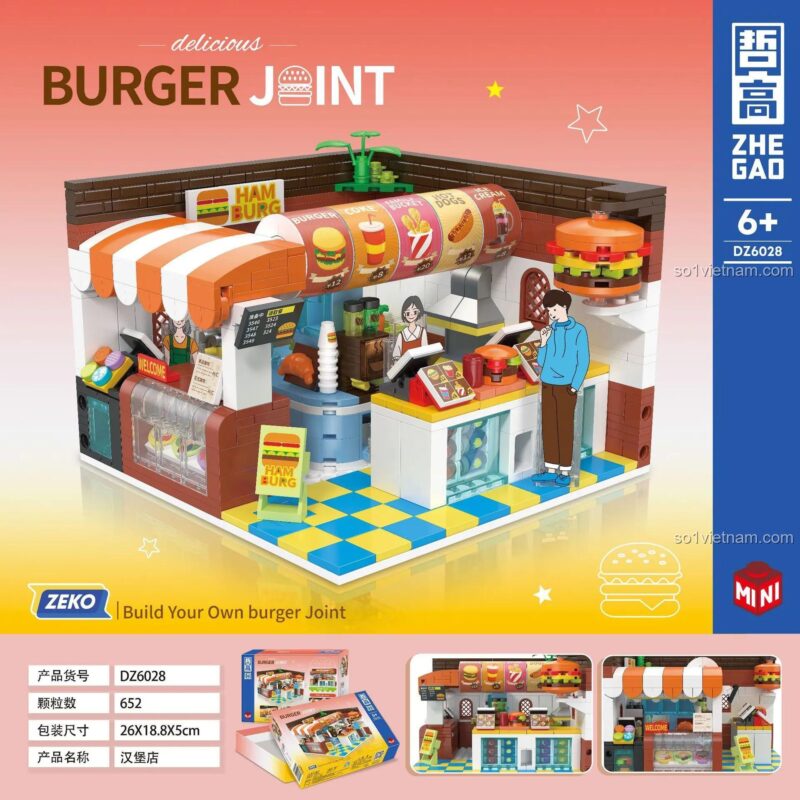 Kích thước cửa hàng Burger Joint ZHEGAO DZ6028