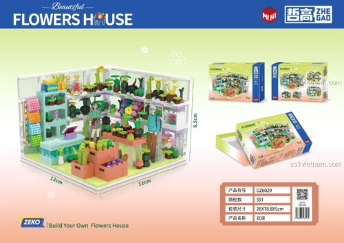 Mô hình Cửa hàng Hoa ZHEGAO DZ6029 sau khi lắp ráp