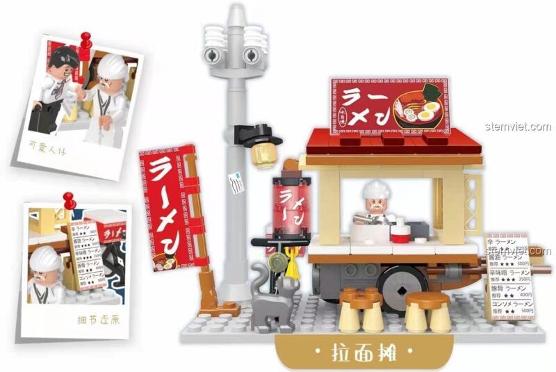 Hộp sản phẩm bộ lắp ghép Zhegao JZ3001-1 Quán nhậu Izakaya, một sản phẩm khác trong series phố Nhật.