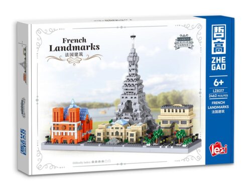 Hộp bộ lắp ghép Kiến trúc Pháp ZHEGAO LZ8317, đồ chơi mô hình Tháp Eiffel, Khải Hoàn Môn, Bảo tàng Louvre, phù hợp bé trai bé gái 6 tuổi, giá tốt.