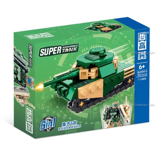 Đồ chơi lắp ráp ZHEGAO QJ6001 Xe Tăng Hợp Thể Robot Chiến Đấu giá rẻ, hộp đơn cho bé trai 6 tuổi.