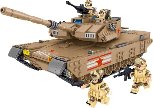 Mô hình đồ chơi lắp ráp xe tăng M1A2 Abrams ZHEGAO QL0129 với 3 minifigures lính, phù hợp cho bé trai 6 tuổi.