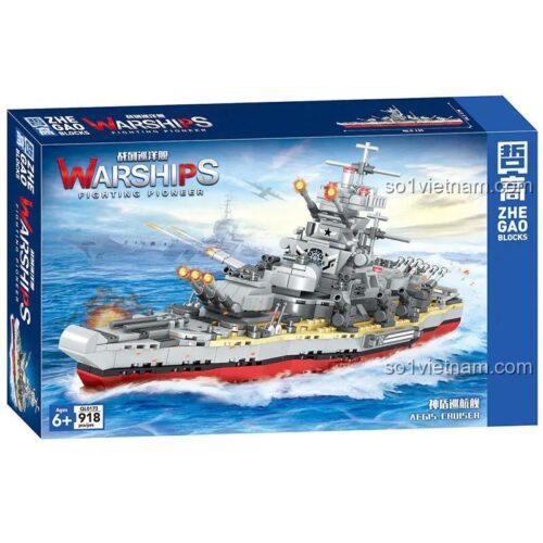 Hộp bộ lắp ghép ZHEGAO QL0173 Tàu Tuần Dương Aegis 918 mảnh ghép, đồ chơi quân sự cho bé trai 6 tuổi, giá tiết kiệm.