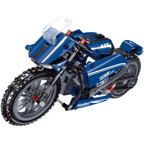 Bộ lắp ráp xe mô tô địa hình ZHEGAO QL0406 màu xanh dương, đồ chơi sáng tạo cho bé trai 6 tuổi, giá rẻ.